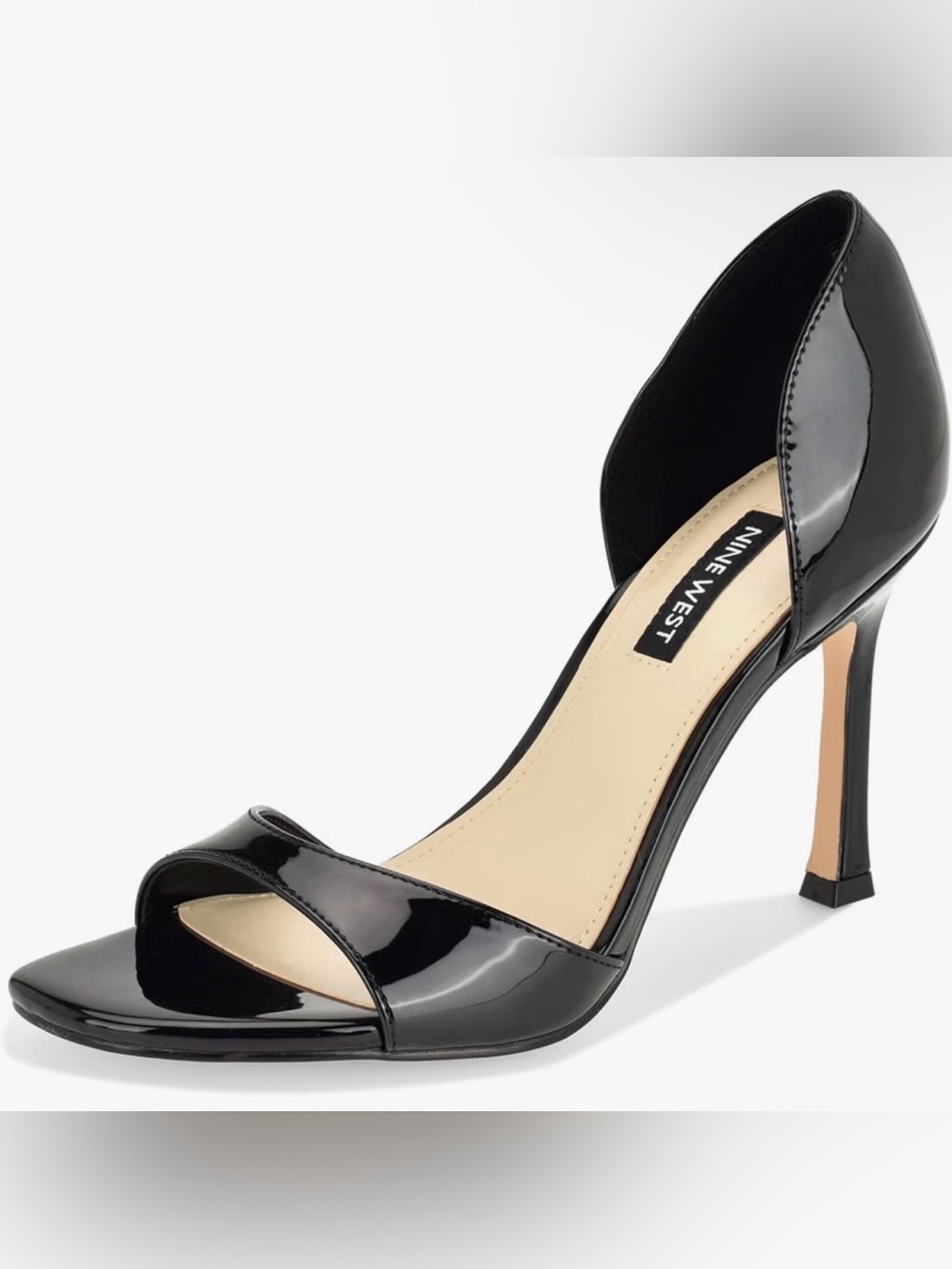 Nine West Black Patent Open-Side Peep Toe Stiletto